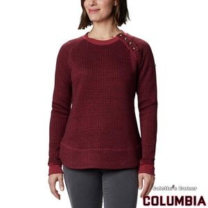 Columbia Womens Chillin Sweater Marsala Red & Black Houndstooth Fleece Sweater